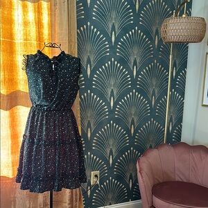 NWOT - Green Leopard Sleeveless Dress - High Neck